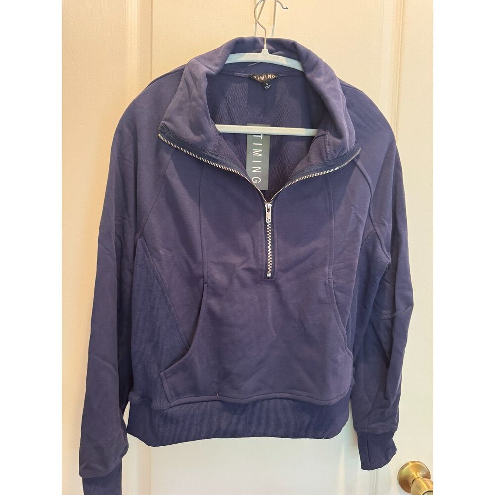 Timing NWT Navy Blue Half-Zip Pullover Sweatshirt - Size Small